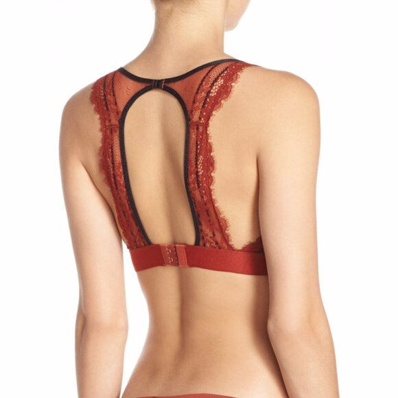 Intimately Free People Hour of Dawn Underwire Lace Demi Bra in Red Cinnamon, 32C - Picture 2 of 12